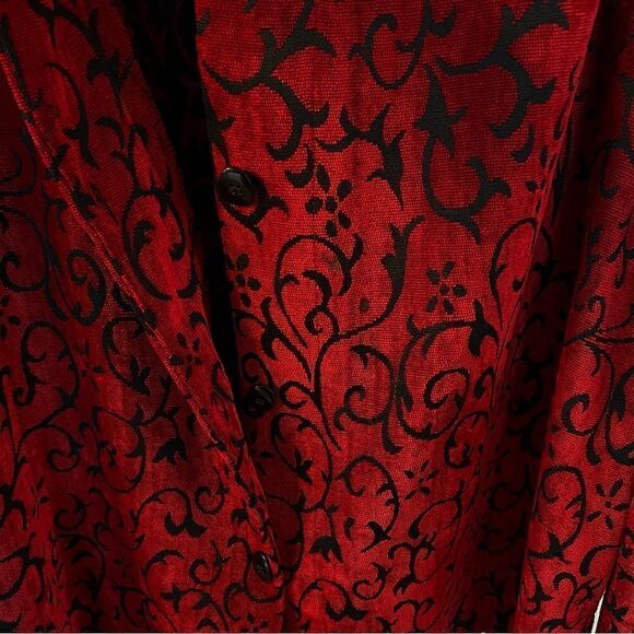 Sag Harbor Womens Sz 22W Red Black Soft Textured Tapestry Button Up Shirt Jacket - Picture 5 of 8